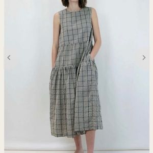 Micaela Greg Tiered Dress in Seersucker Plaid